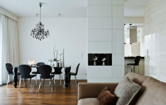 Un apartament modern în Polonia, cu un interior cald și o paletă de culori pământii