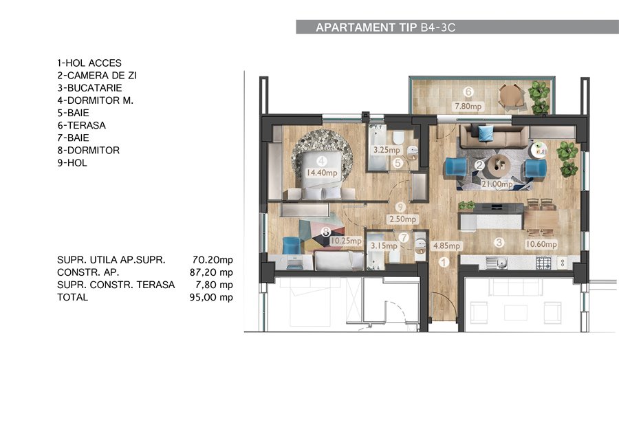 Apartament 3 Camere 78mp Belvedere Residence