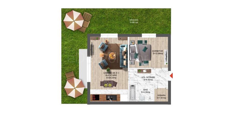 Apartament 2 Camere 55mp Greenfield Residence