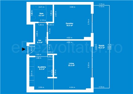Apartament 2 Camere 73mp iResidence