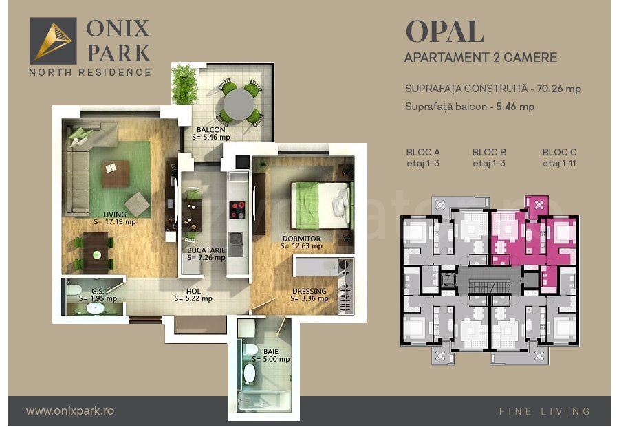 Apartament 2 Camere 58mp Onix Park North Area Residence