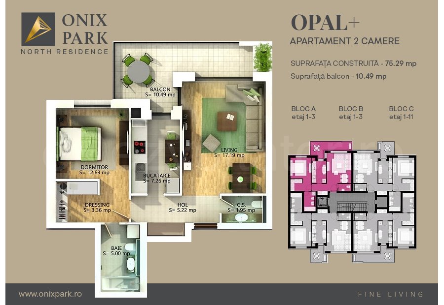 Apartament 2 Camere 63mp Onix Park North Area Residence