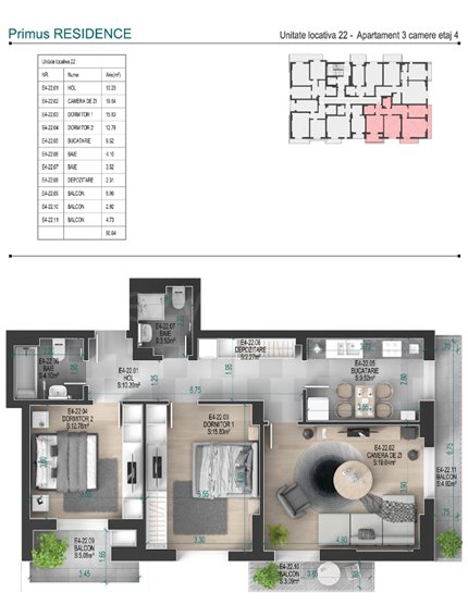 Apartament 3 Camere 91mp Primus Residence