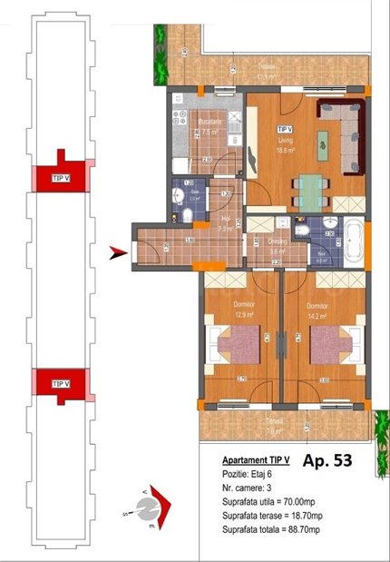 Apartament 3 Camere 89mp Titan District