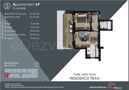 Apartament 2 Camere 58mp Park View Residence Titan