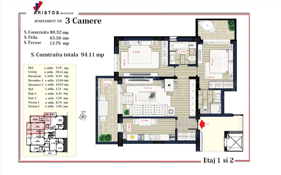 Apartament 3 Camere 79mp Aristos Developer Residence