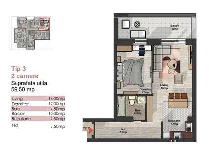 Apartament 2 Camere 60mp Premium Town Residence
