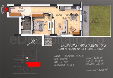 Apartament 2 Camere 55mp Arghezi Park Residence