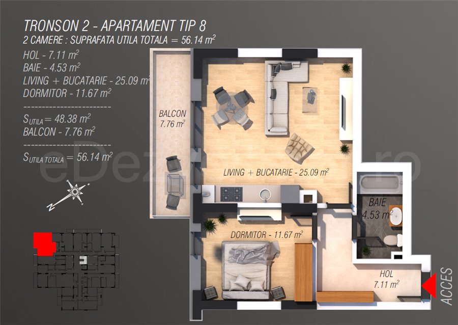 Apartament 2 Camere 56mp Arghezi Park Residence