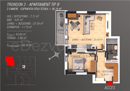 Apartament 2 Camere 60mp Arghezi Park Residence