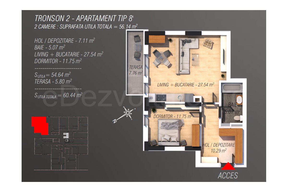 Apartament 2 Camere 60mp Arghezi Park Residence