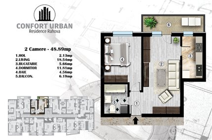 Apartament 2 Camere 49mp Confort Urban Residence Rahova