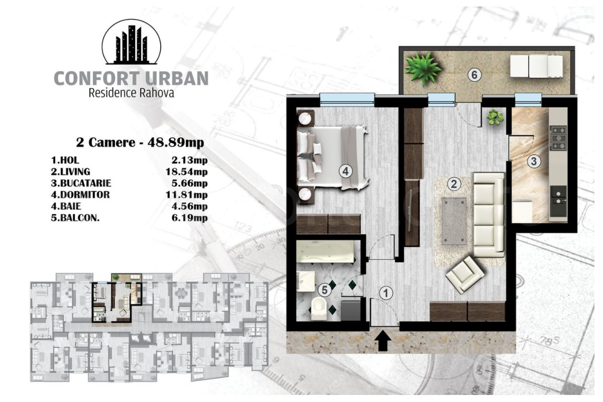 Apartament 2 Camere 49mp Confort Urban Residence Rahova