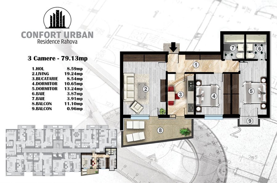 Apartament 3 Camere 80mp Confort Urban Residence Rahova