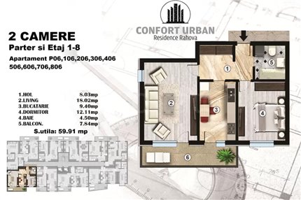 Apartament 2 Camere 60mp Confort Urban Residence Rahova
