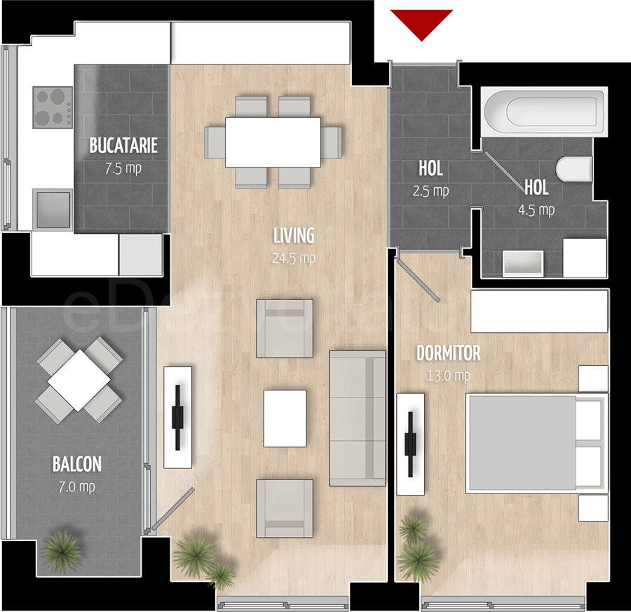 Apartament 2 Camere 59mp Palmyra Residence