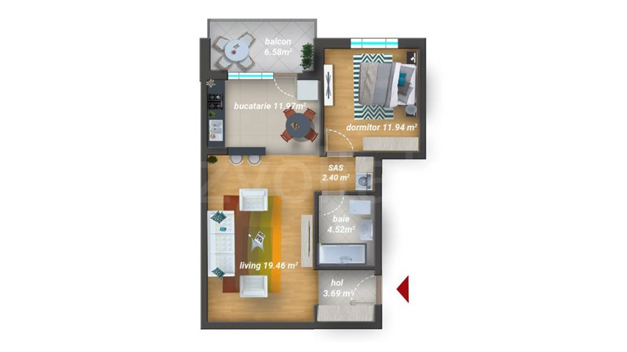 Apartament 2 Camere 61mp Dimri Residence