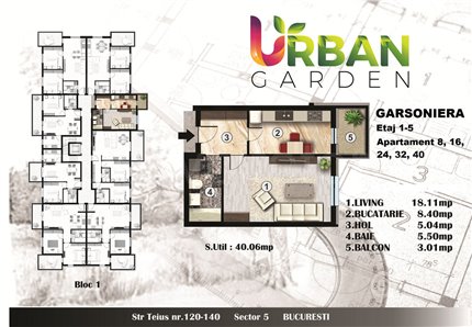 Garsonieră 40mp Urban Garden