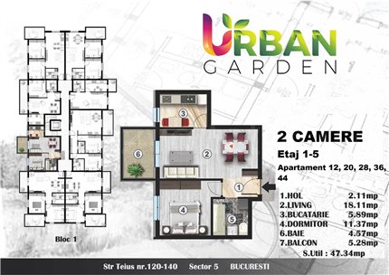 Apartament 2 Camere 47mp Urban Garden
