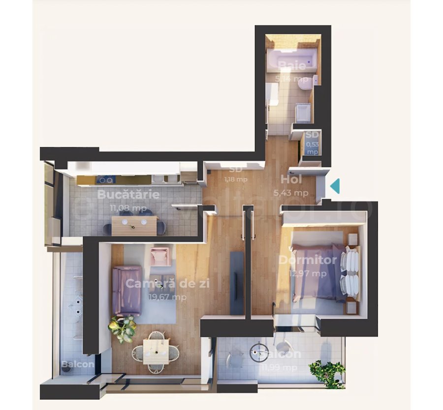 Apartament 2 Camere 68mp Pipera Concept