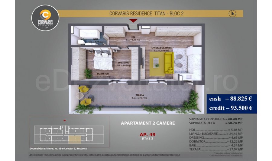 Apartament 2 Camere 51mp Corvaris Residence Titan