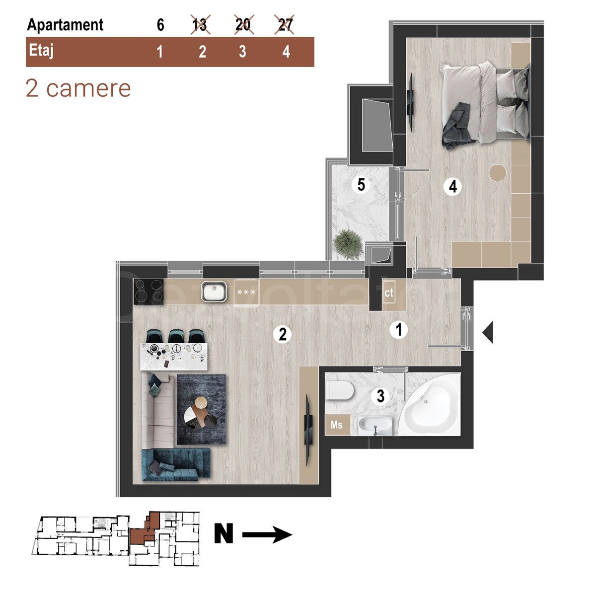 Apartament 2 Camere 48mp Uranus 1