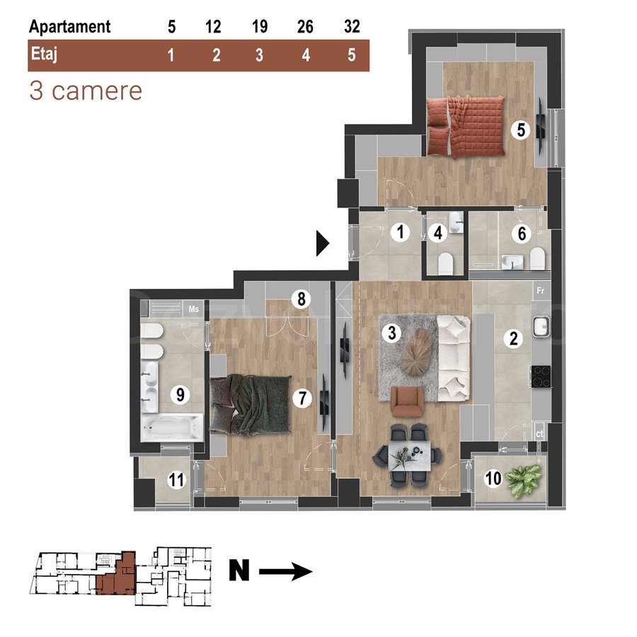 Apartament 3 Camere 87mp Uranus 1