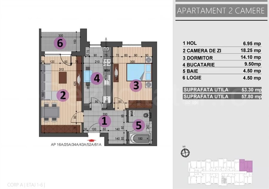 Apartament 2 Camere 58mp Complex Bucuria Residence