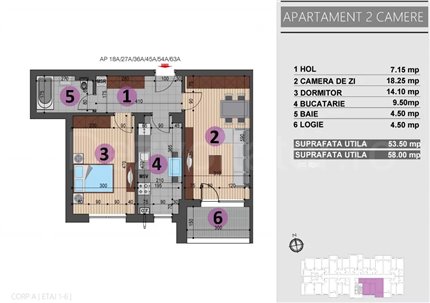 Apartament 2 Camere 58mp Complex Bucuria Residence