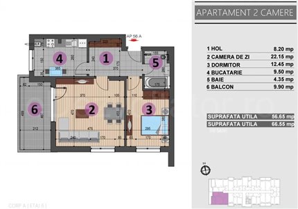 Apartament 2 Camere 67mp Complex Bucuria Residence