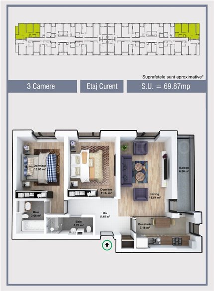 Apartament 3 Camere 70mp Hub Residence