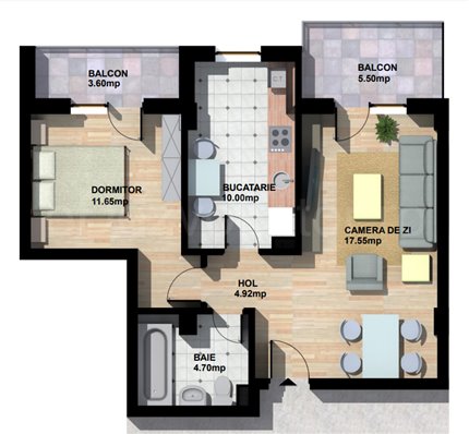 Apartament 2 Camere 58mp Belle Residence