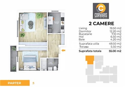 Apartament 2 Camere 55mp Corvaris Residence 22