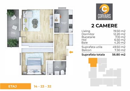 Apartament 2 Camere 57mp Corvaris Residence 22