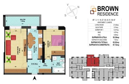 Apartament 2 Camere 63mp Brown Residence - Metalurgiei Park Residence faza 2