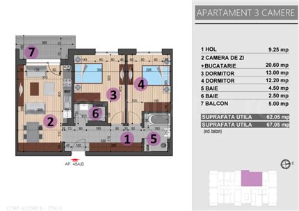 Apartament 3 Camere 67mp Aimee Residence Brancoveanu