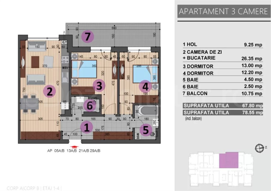 Apartament 3 Camere 79mp Aimee Residence Brancoveanu