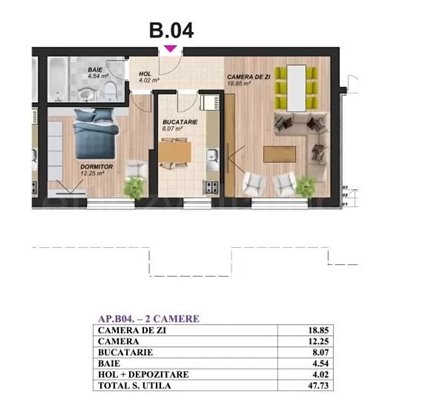 Apartament 2 Camere 48mp Palm Residence Oltenitei