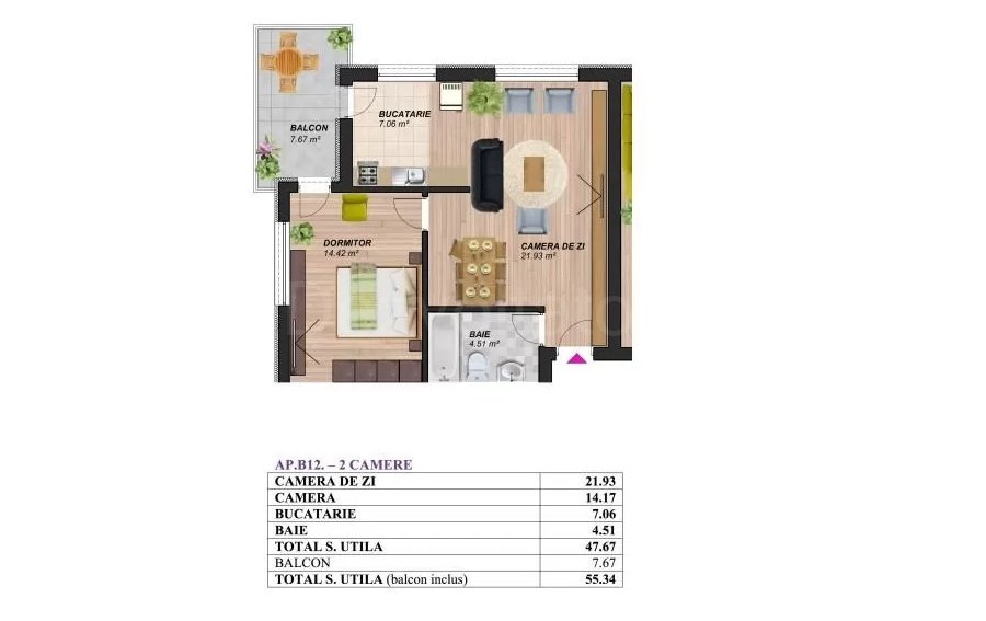 Apartament 2 Camere 55mp Palm Residence Oltenitei