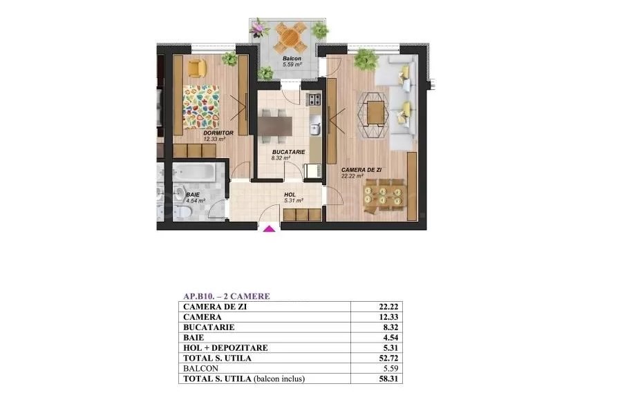 Apartament 2 Camere 58mp Palm Residence Oltenitei