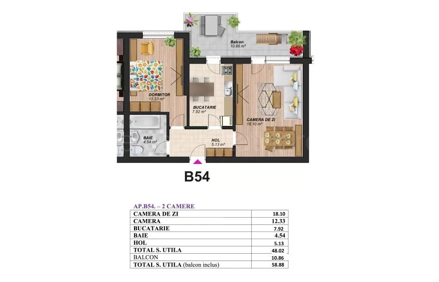 Apartament 2 Camere 59mp Palm Residence Oltenitei