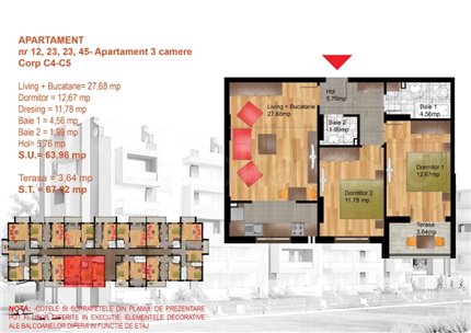 Apartament 3 Camere 68mp Look Residence Berceni