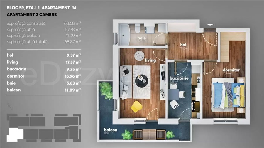 Apartament 2 Camere 69mp The Grand Kristal Residence City Metalurgiei