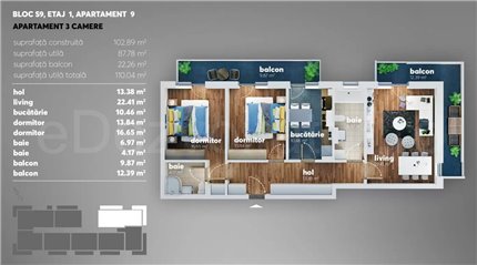 Apartament 3 Camere 110mp The Grand Kristal Residence City Metalurgiei