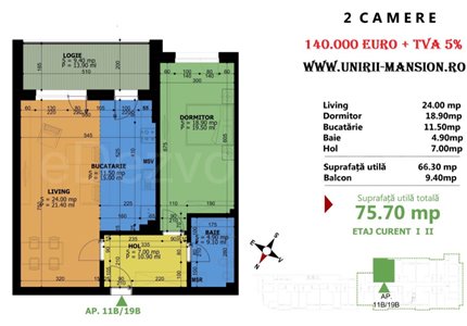Apartament 2 Camere 76mp Unirii - Mansion