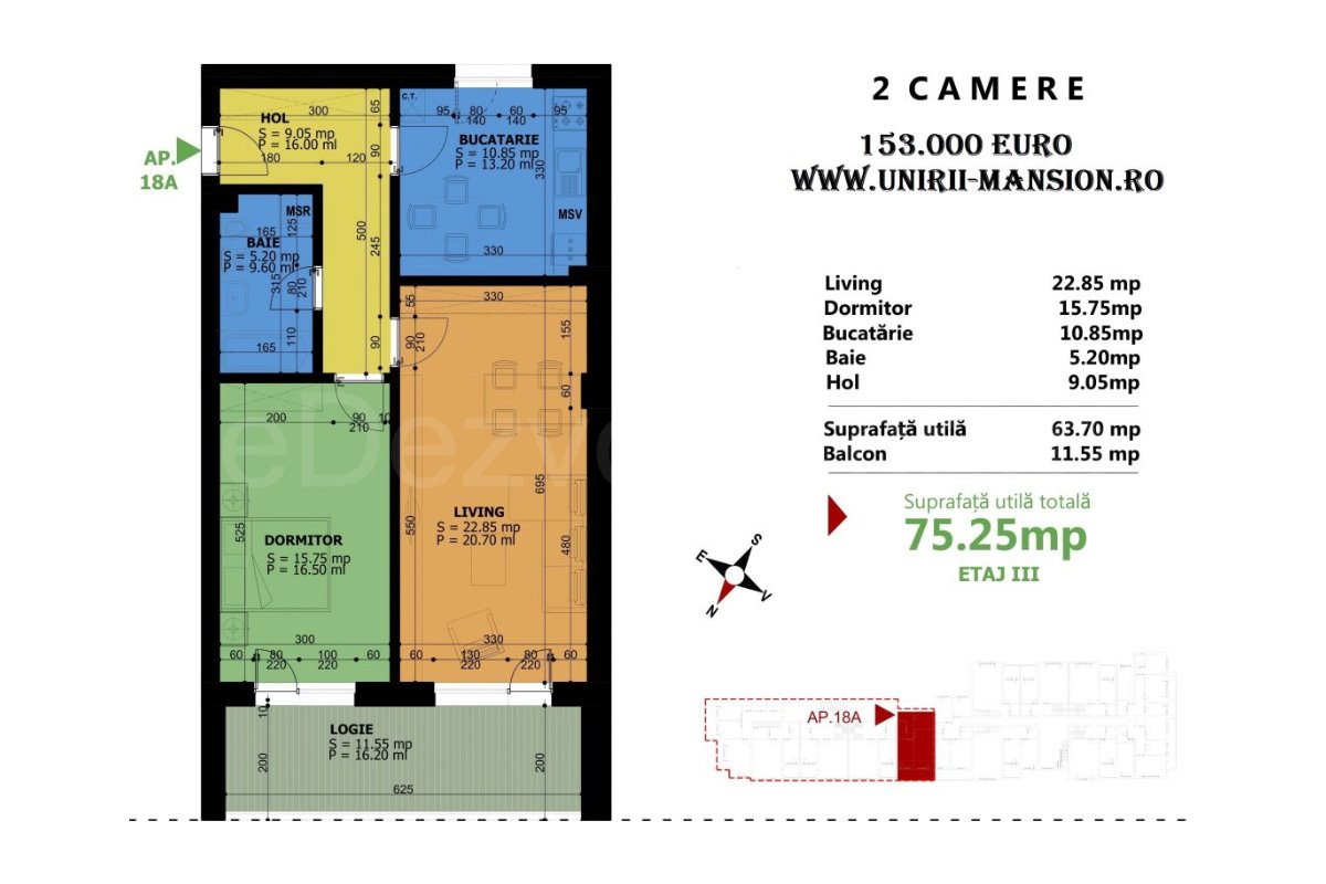 Apartament 2 Camere 75mp Unirii - Mansion