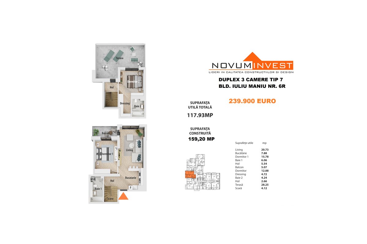 Apartament 3 Camere 118mp Novum Politehnica