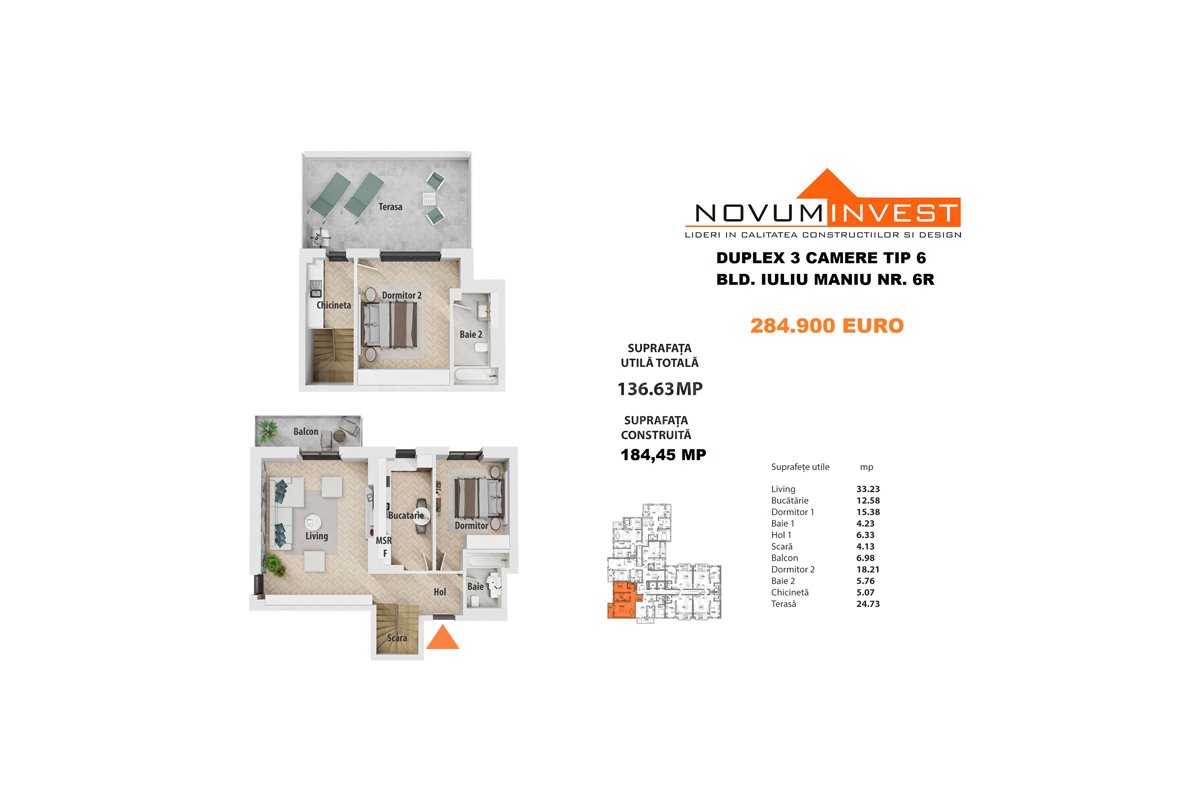 Apartament 3 Camere 137mp Novum Politehnica