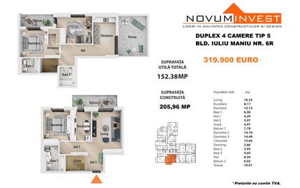 Apartament 4 Camere 152mp Novum Politehnica