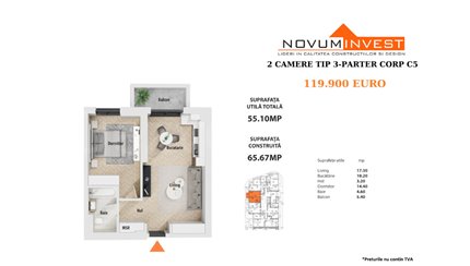 Apartament 2 Camere 55mp Novum Politehnica